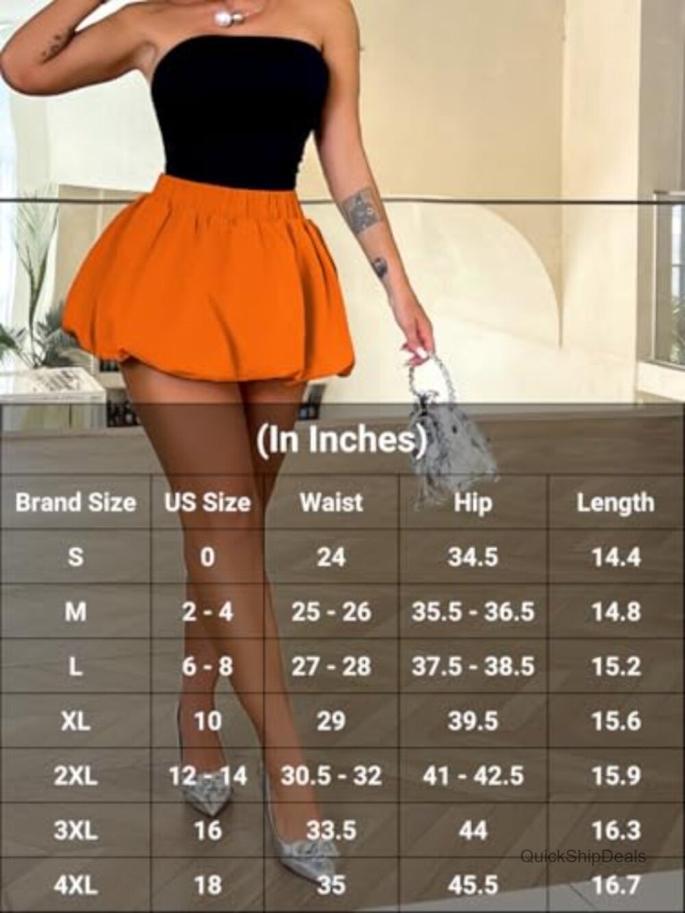 Polyester Bubble Mini Skirt with Elastic Waistband, Puffy Hem Going Out - Picture 7 of 7